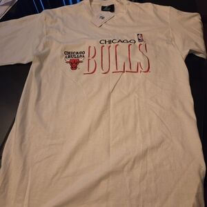 Chicago Bulls Athletic White T-Shirt /Custom Made! Embroidered!  Generous Medium